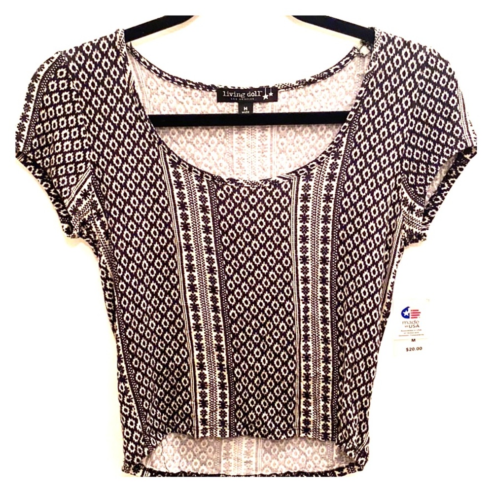 Living Doll Black and White Stretchy Hipster Crop